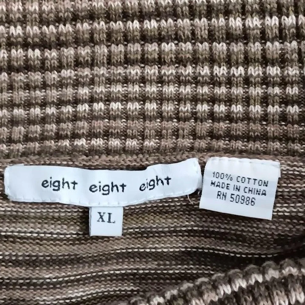 Eight Eight Eight Sweater Womens XL Brown Striped Cowl Neck‎ Tunic Knit Pockets